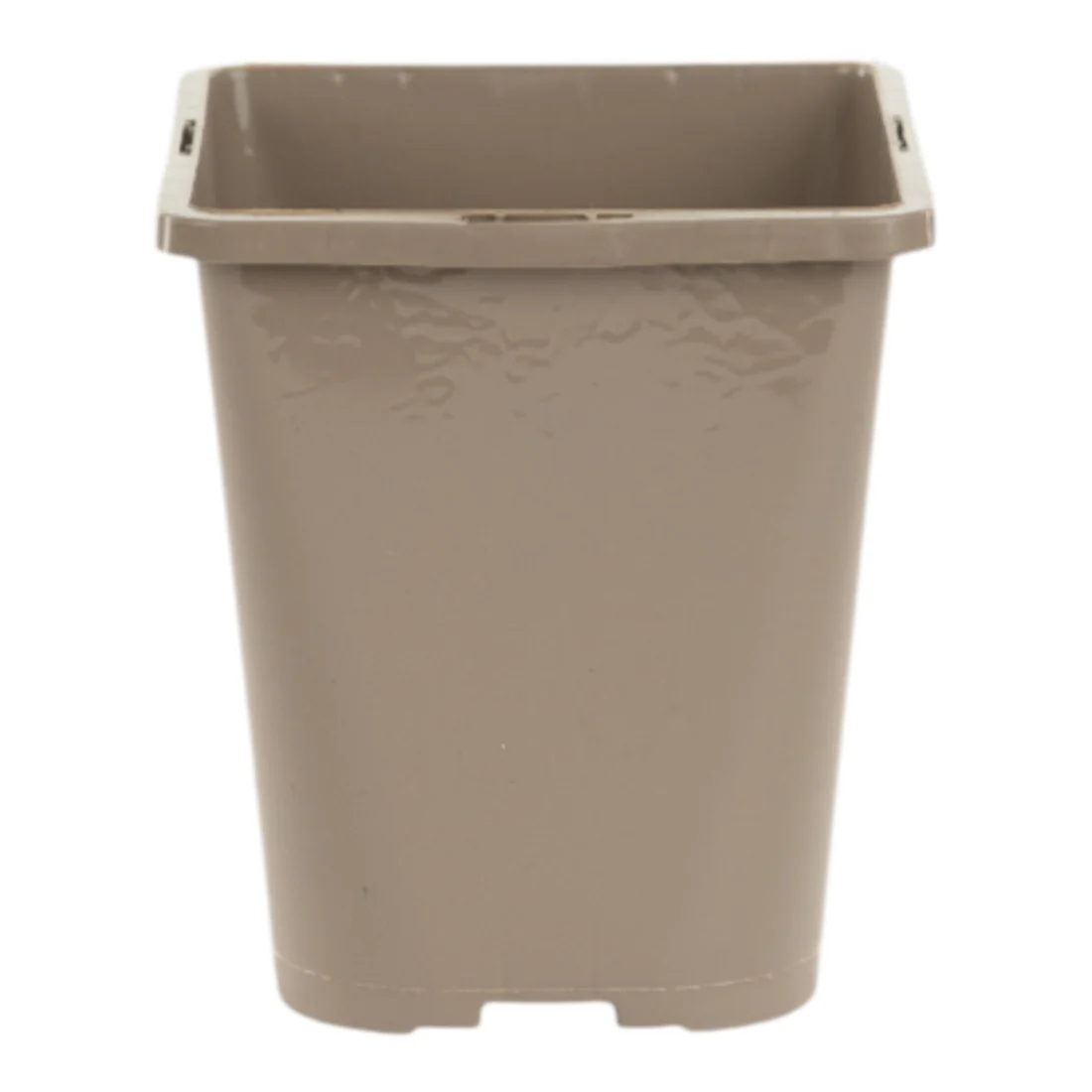 1LSquareRound_Taupe_1 AEROPLAS 1ltr Slotted (25mm) Square Round TAUPE (net of 88 / 99 nets per pallet) – Professional Nursery Container for Organized Labelling - Image 1
