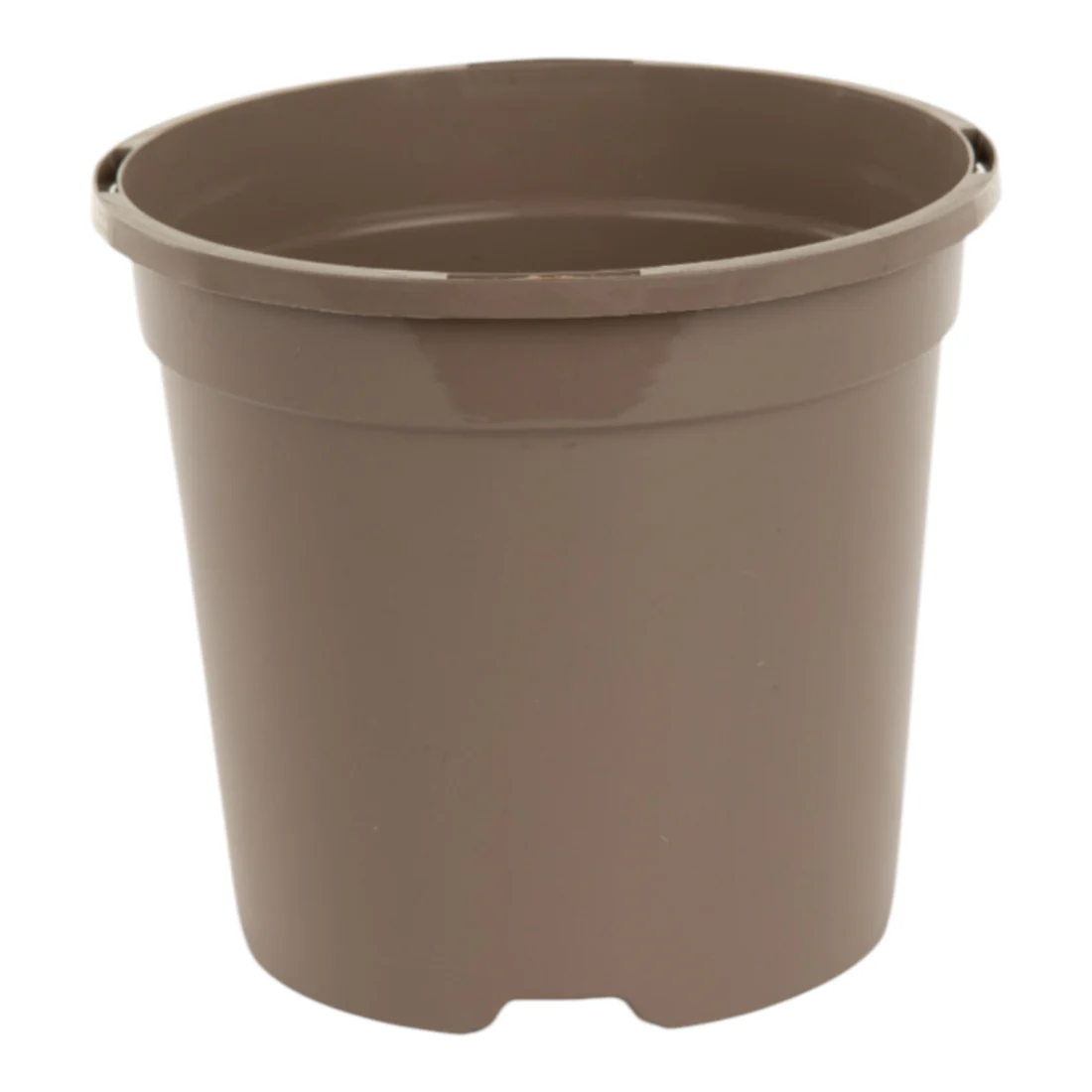 AEROPLAS1.5LRoundSlottedTaupe1 Aeroplas 5L Slotted Round Container Pot Taupe (Net of 74) – Durable Nursery Pot with 40mm Label Slots for Professional Growth - Image 1