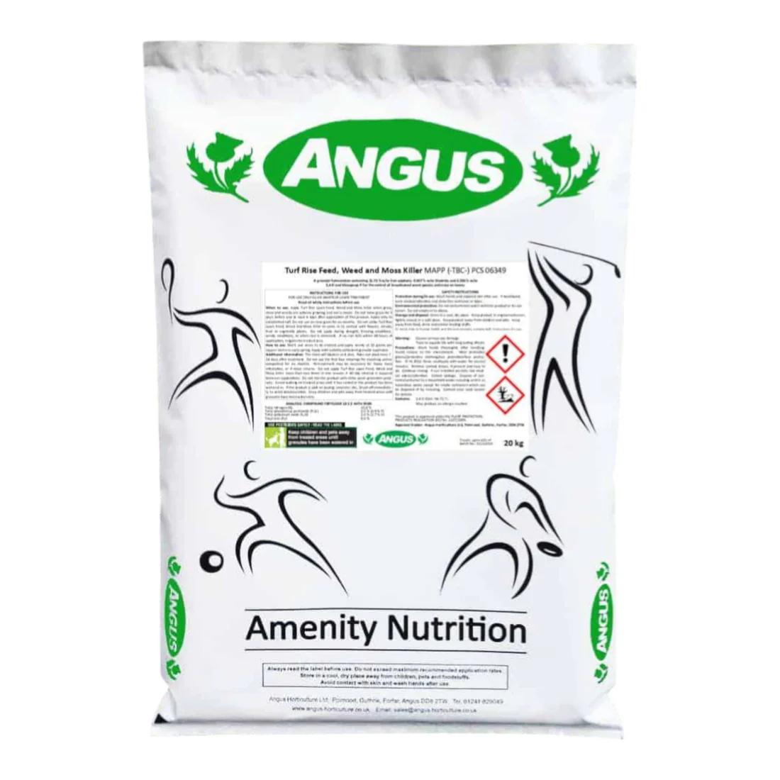 Angus-10-2-2-Turf-Rise-Feed-Weed-and-Moss-20kg- Angus Feed, Weed and Moss Killer 10-2-2 + 8% Fe – Professional All-in-One Lawn Treatment for Rapid Green-Up and Total Control - Image 1