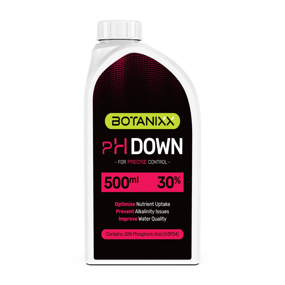 BOTANIXXpHDOWN_500ML_FRONT Botanixx pH Down 30% 500ml – High-Strength Solution for Precise pH Control and Nutrient Availability - Image 1