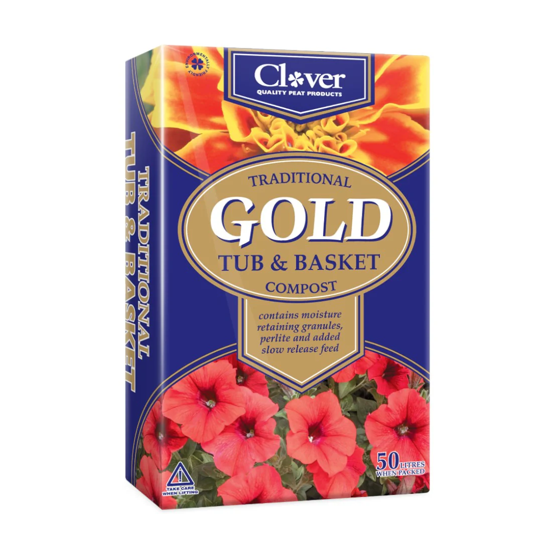 CLOVERTRADITIONALTUB_BASKETGOLD Clover 50L Tub & Basket Gold - Image 1