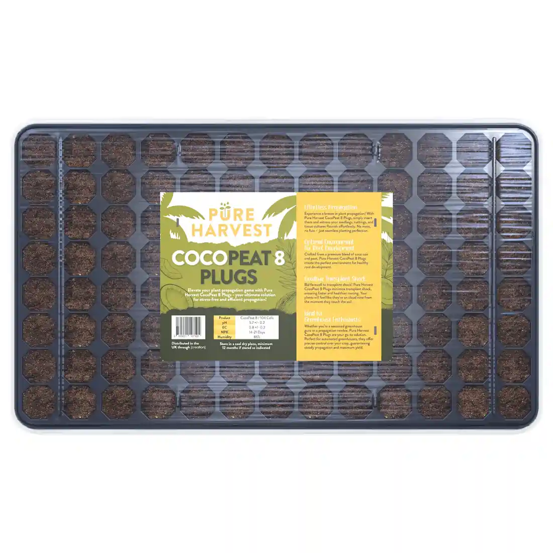 COCOPEAT single tray Pure Harvest CocoPeat 8 - Single Tray (104 Plugs) - Image 1