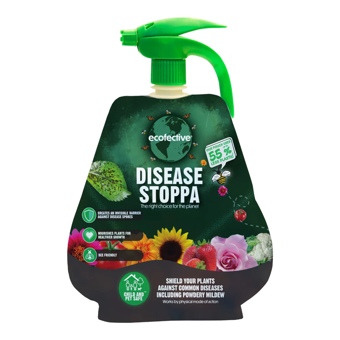 ECOFECTIVE_DiseaseStoppaRTUTriggerPouch NEW Disease Stoppa RTU Trigger Pouch 1L – Advanced Eco-Friendly Shield Against Powdery Mildew and Common Plant Diseases - Image 1