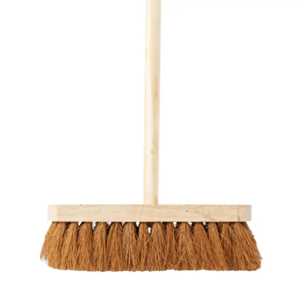 Kennedy 12-inch Coco Broom with 60-inch Handle - Professional Soft Bristle Brush