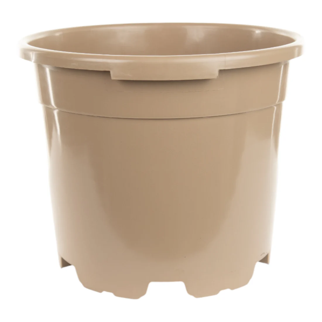 20LRoundNonSlotted_Taupe1 Aeroplas 15L Non-Slotted Round Container Pot Taupe (444 per Pallet) – Heavy-Duty Polypropylene Nursery Pot for Shrubs, Roses and Specimen Plants - Image 1