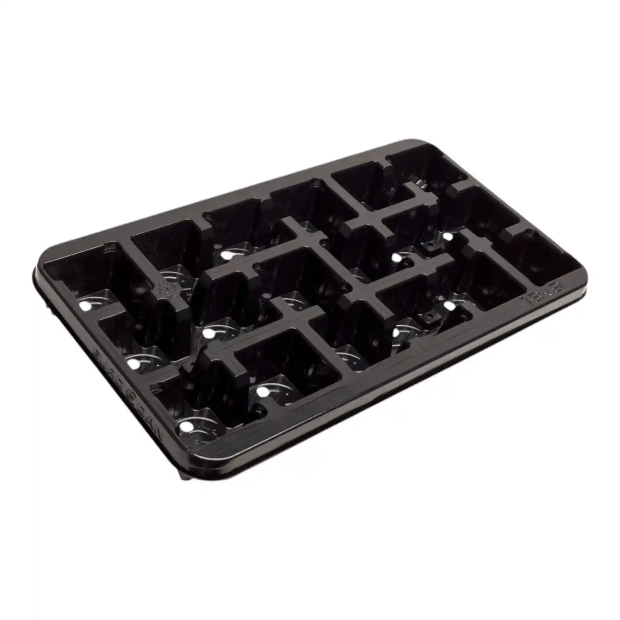 3673_FMODIFORM18x9cmsquare4pershelfthermoformedPStransporttrayPRISTINE Modiform 18x9cm Square 4 Per Shelf Thermoformed PS Transport Tray Pristine (1200 Per Pallet) - Image 1