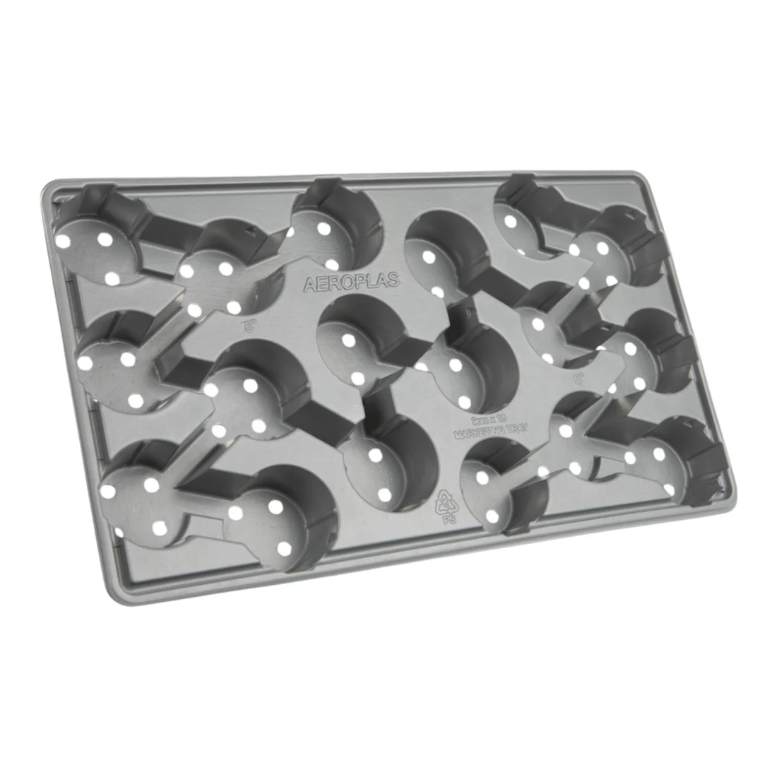 AEROPLAS9cm18Cell_PotCarryTrayRound4 Aeroplas Pot Carry Tray 9cm Round x 18 Grey (900 per pallet) – Professional Nursery Grade Multi-Cell Transport Tray - Image 1
