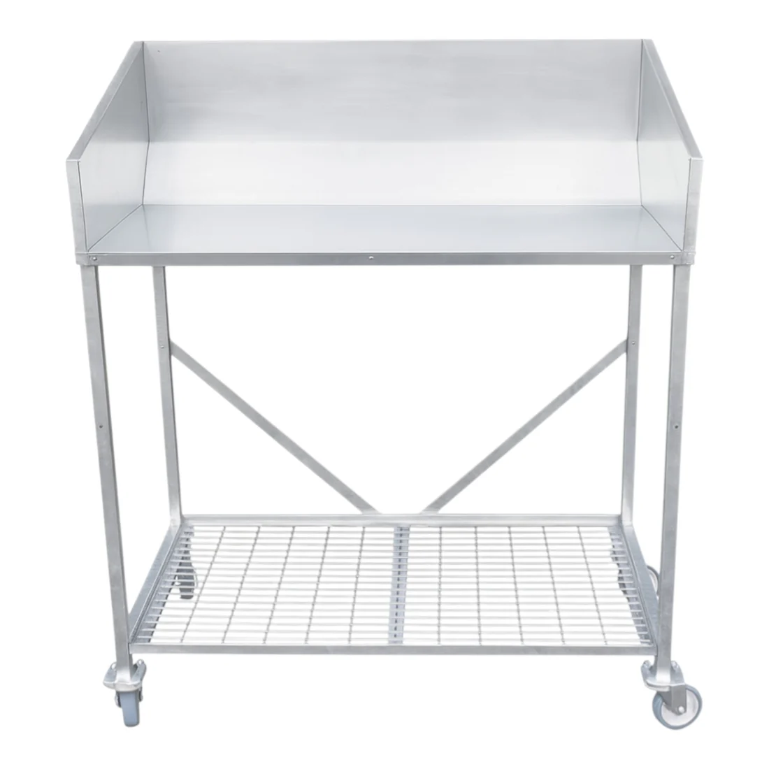 CastlefieldLargeKewPottingBench LARGE Kew Potting Bench - Std 2.4 x 1m deep (160mm Castors) – Heavy-Duty Galvanised Industrial Workstation for Professionals - Image 1