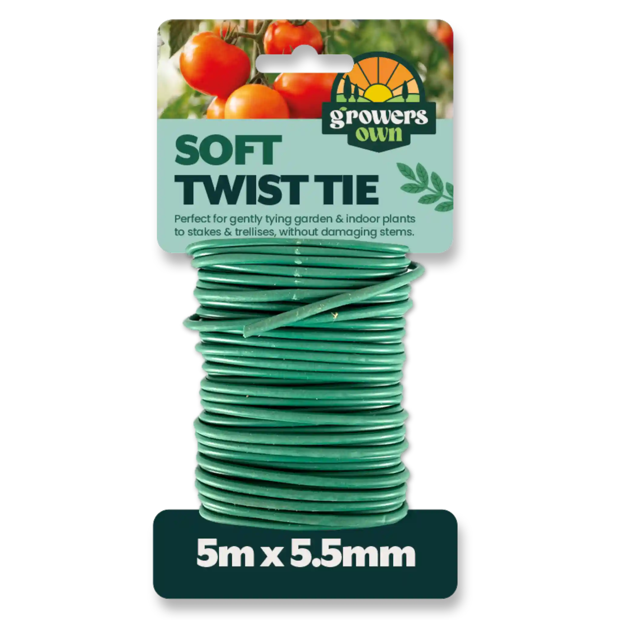 GO_SoftTwistTie_5mx5.5mm GROWERS OWN Soft Tie 5mm x 5M - Cushioned Plant and Tree Support - Image 1
