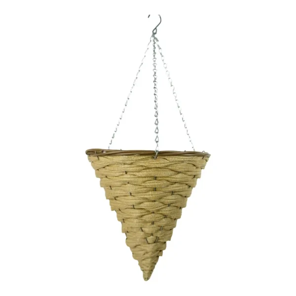 Growers Own Lyme 14 inch Cone Plastic Rattan Hanging Basket (Box of 20)