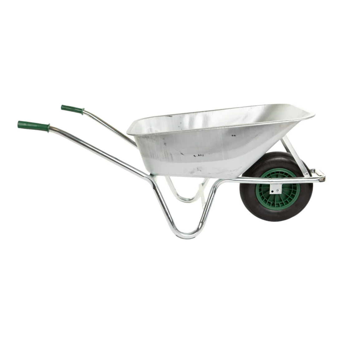 GrowersOwnSilverWheelbarrow1 GROWERS OWN 160kg Galvanised Steel Wheelbarrow with Run Flat Tyre – Heavy-Duty Gardening and Trade Equipment - Image 1