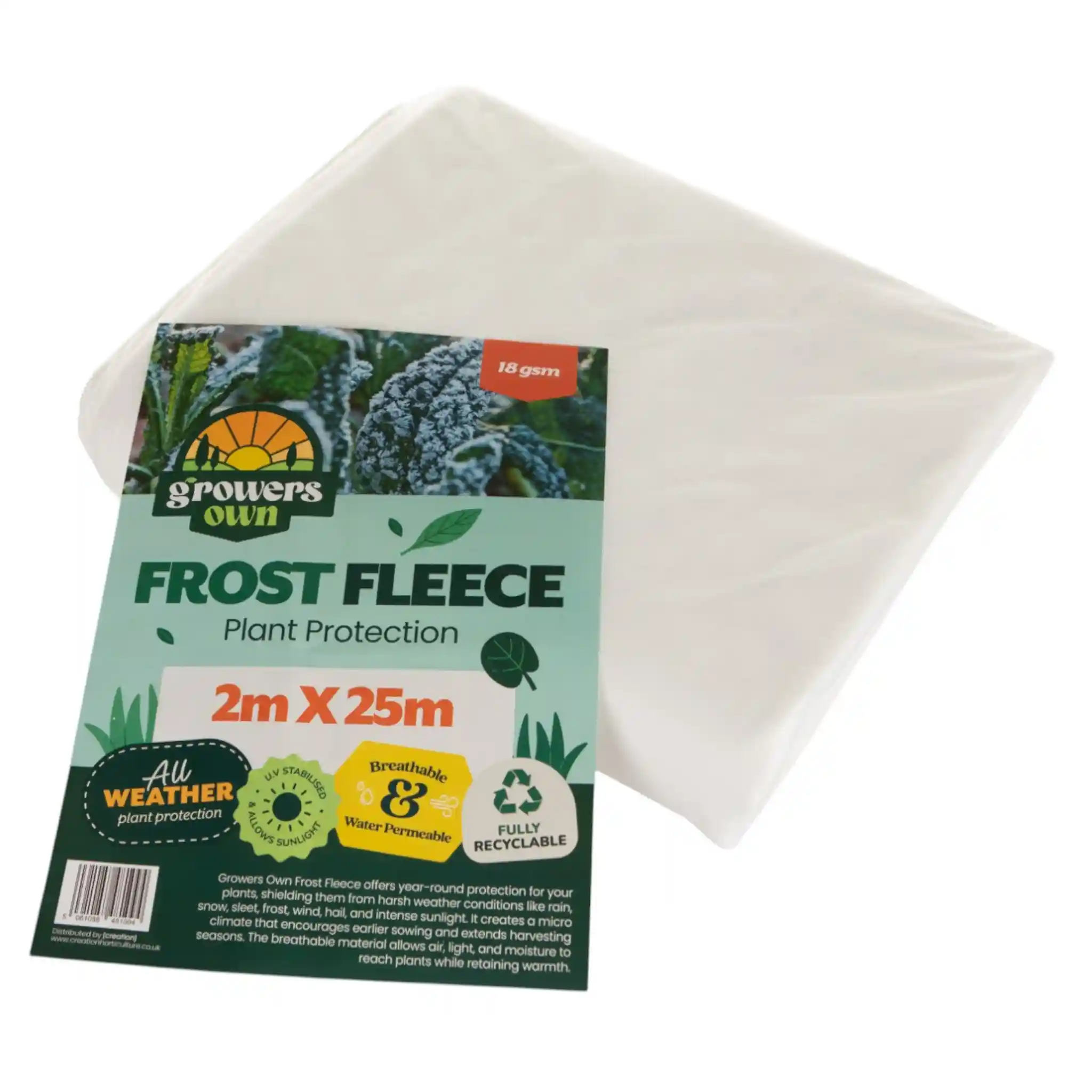 GrowersOwn_FrostFleece_2mx25M Growers Own Frost Fleece 18gsm 2M x 25M - Lightweight Crop Protection - Image 1