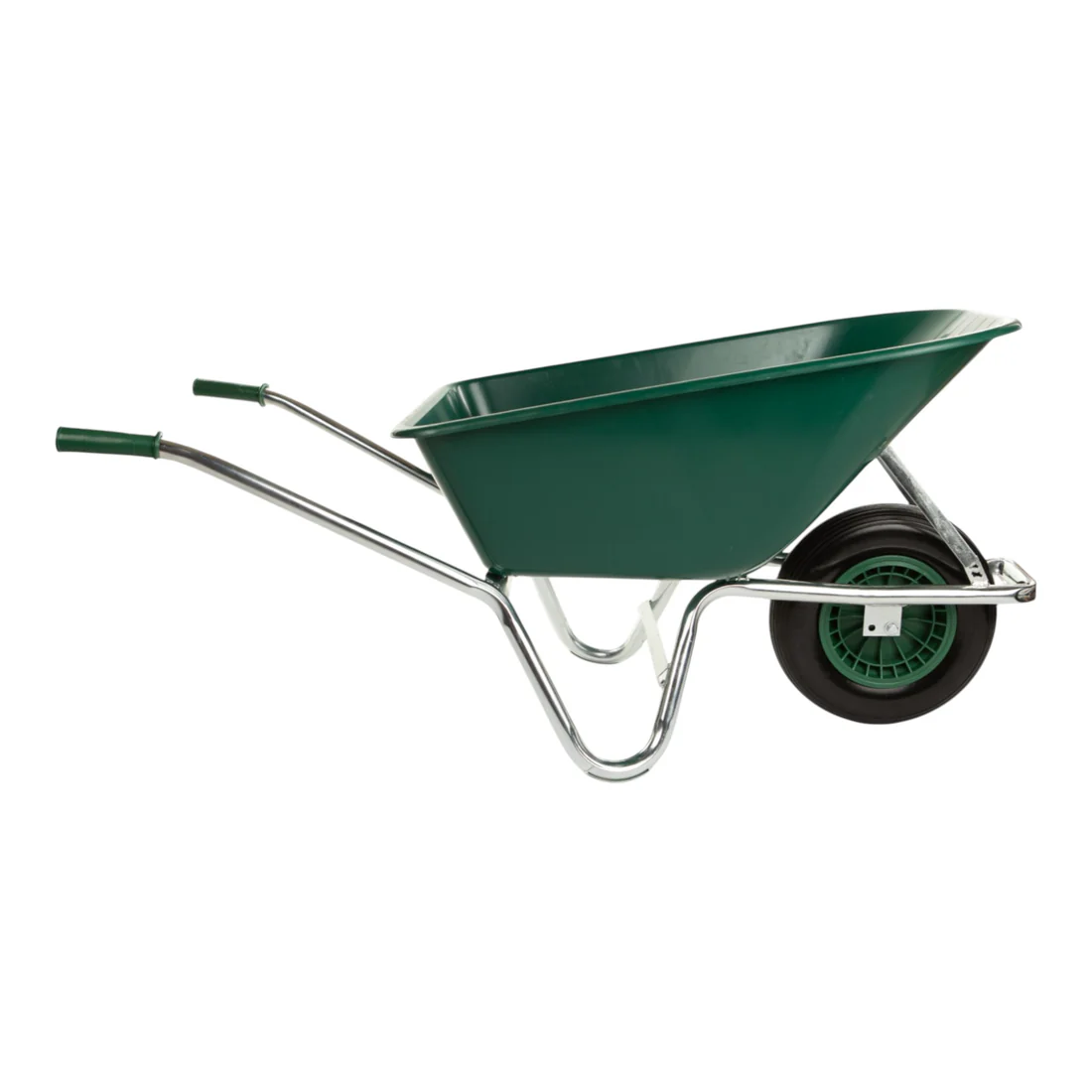 GrowersOwn_GreenWheelbarrow2 GROWERS OWN 120L 160kg Green Polypropylene Wheelbarrow with Run Flat Tyre – Professional Grade Garden & Trade Equipment - Image 1