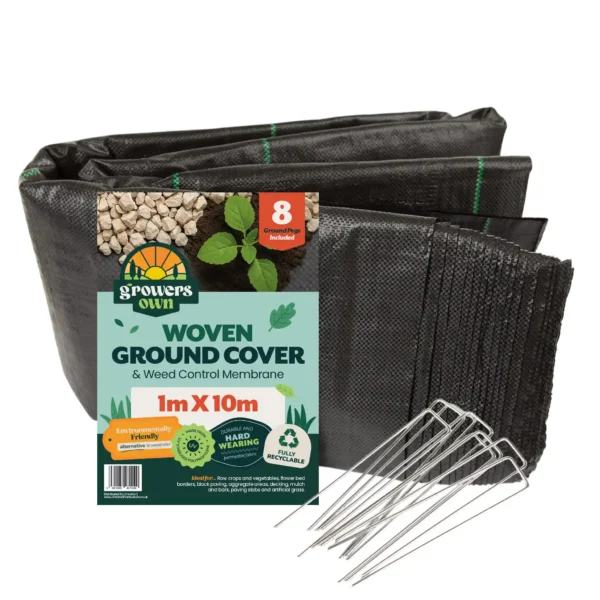 Growers Own Ground Cover Lines 100GSM 1M x 10M with 8 Pegs