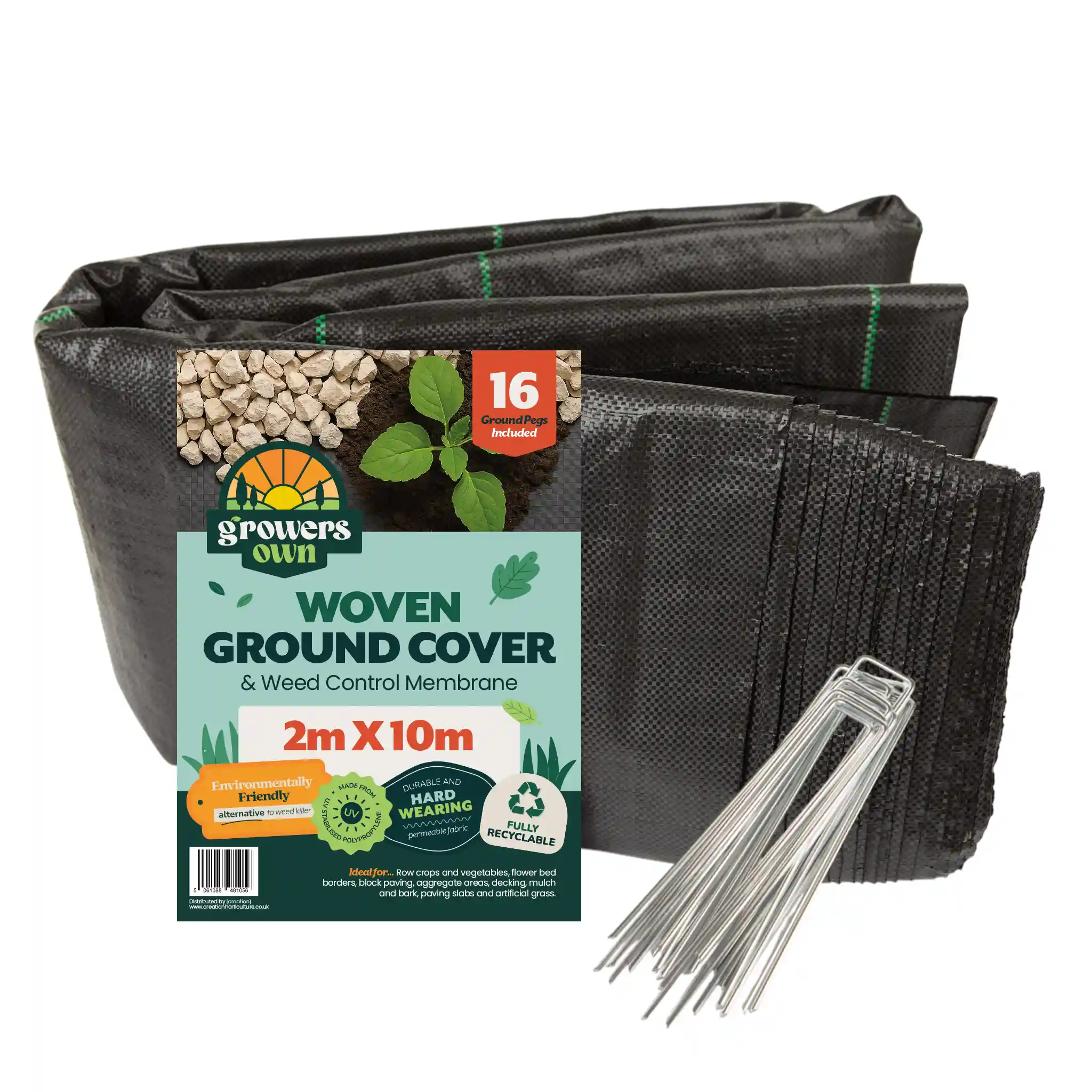 GrowersOwn_Retail_GroundCover2mX10m16Pegs Growers Own Ground Cover Lines 100GSM 2M x 10M with 16 Pegs - Image 1