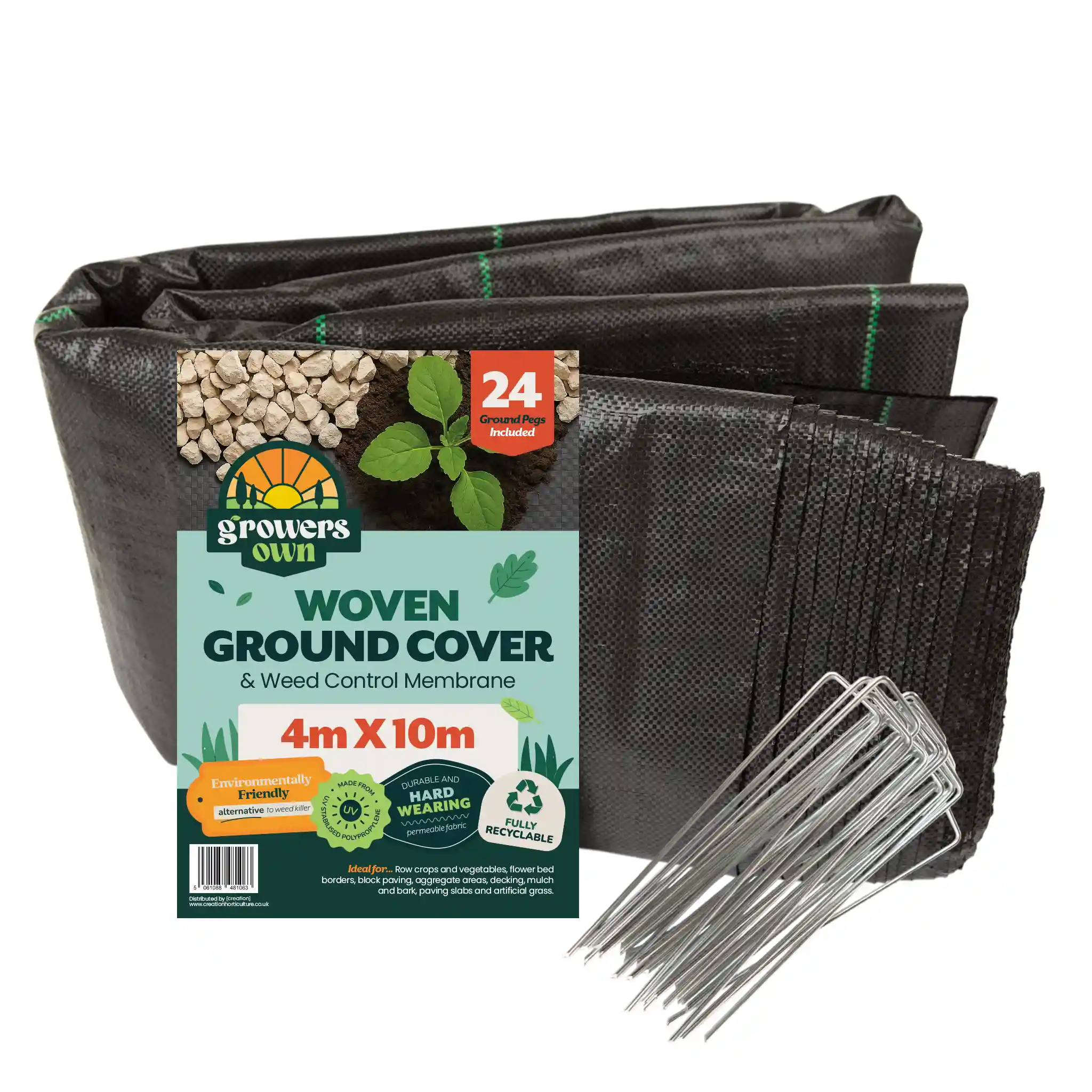 GrowersOwn_Retail_GroundCover4mX10m24Pegs Growers Own Ground Cover 100GSM 4M x 10M with 24 Pegs - Image 1