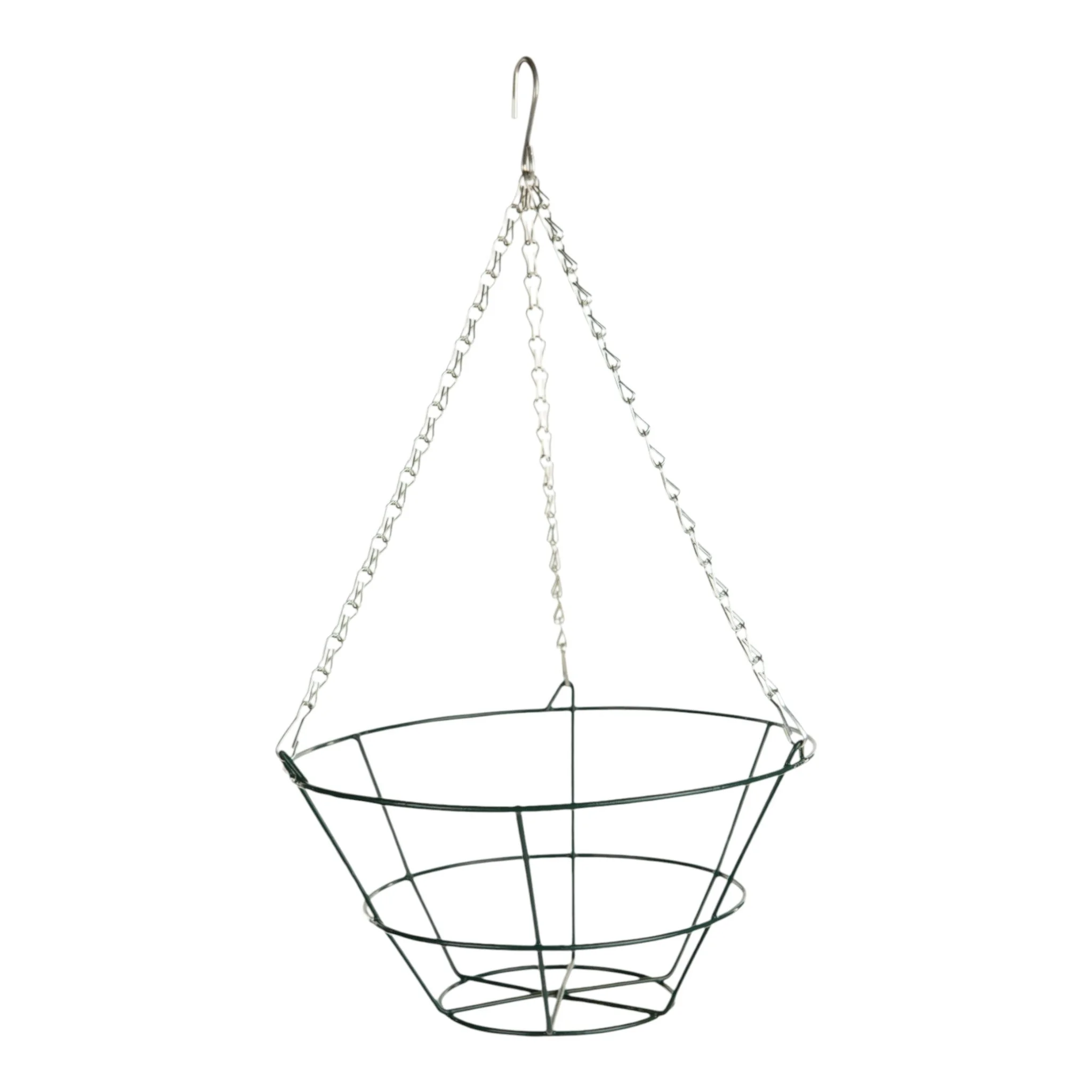 Growers_Own_Flat_Bottom_Wire_Hanging_Basket_wholesale_wire_hanging_baskets_UK_wholesale_garden_supplies_wire_hanging_baskets_bulk Growers Own 14 inch Flat Bottom Wire Hanging Basket with 3 Chains - Case of 25 - Image 1