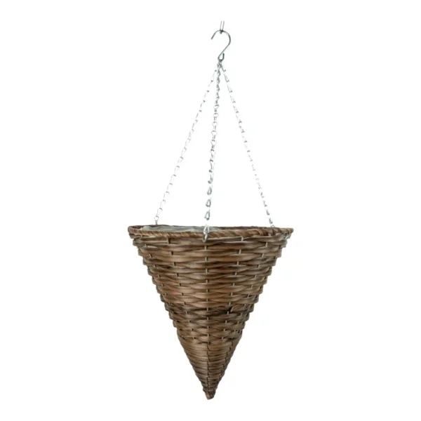 Growers Own Wentworth 12 inch Cone Plastic Rattan Hanging Basket (Box of 20)