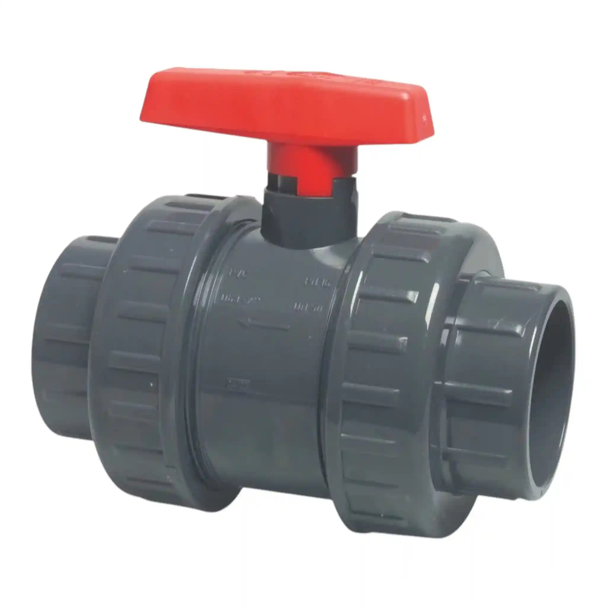 PVCBallValveDoubleUnionMetric- PVC 40mm Double Union Ball Valve - High-Flow Control - Image 1