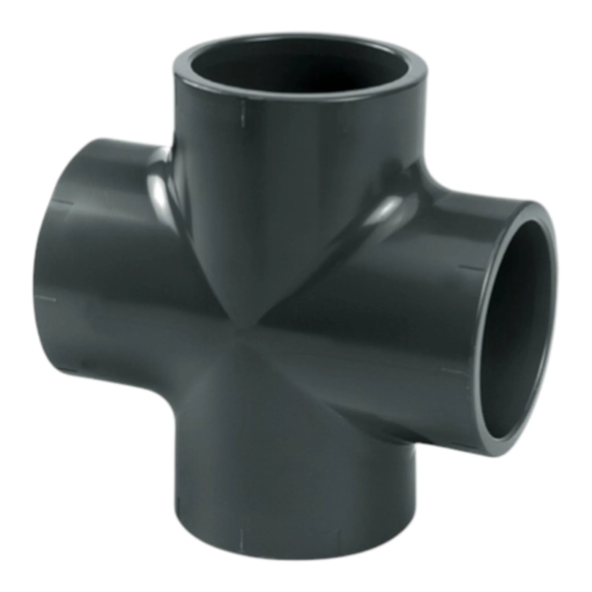 PVCFourWayTeeCross- PVC 63mm Four Way Tee Cross - Durable Irrigation Connector - Image 1