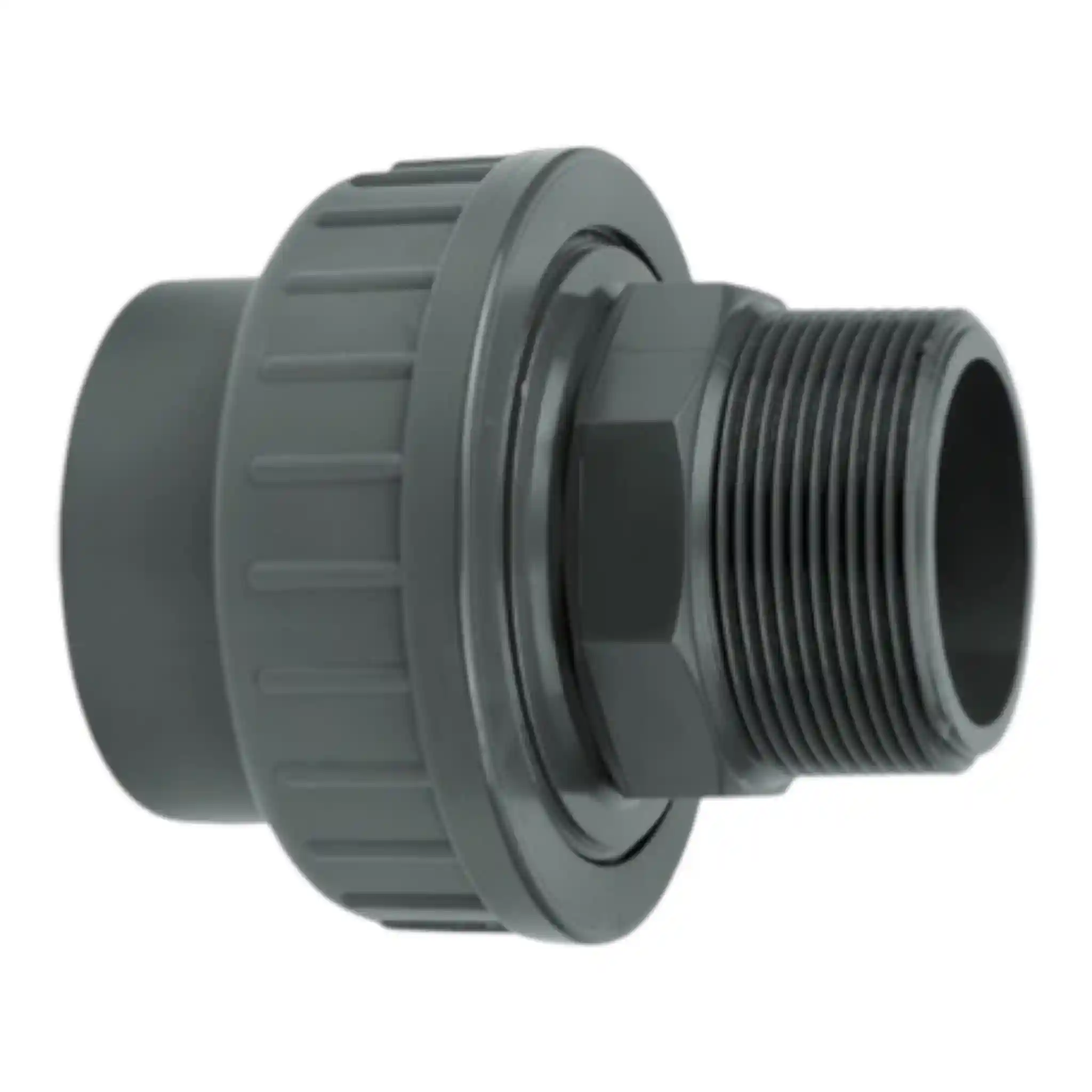 PVCSocketMaleThreadedUnion- PVC 50mm x 1.5 Inch Socket Union Male Threaded - Heavy Duty Fitting - Image 1