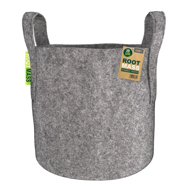 Grey RootMASS 20L Fabric Pot (100 per box) - Breathable Aeration Planters