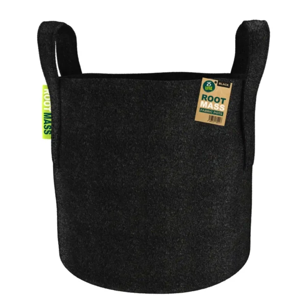 Black RootMASS 25L Thick Fabric Pot (100 per box) - Heavy Duty Aeration Pots