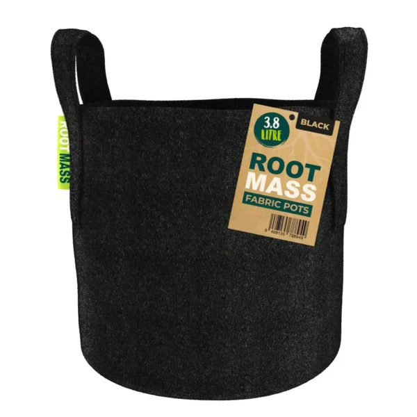 BLACK RootMASS 3.8L Thick Fabric Pot (300 per box) - Heavy Duty Aeration Planters