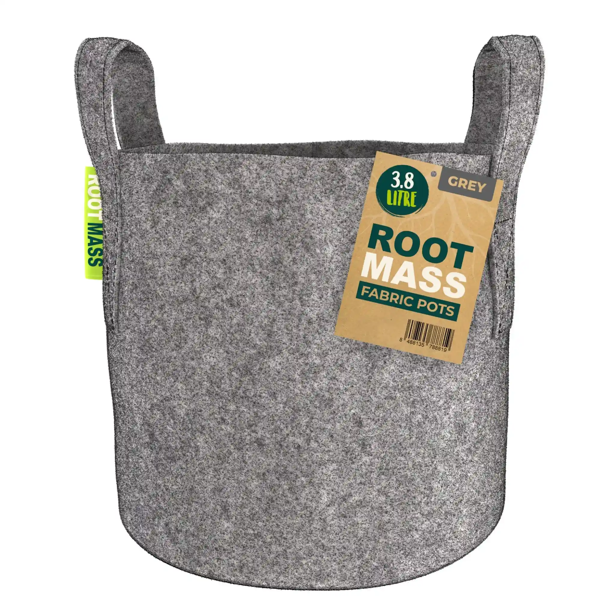 ROOTMASSRoundFabricPot3.8L_LIGHTGREY_ Grey RootMASS 3.8L Fabric Pot (400 per box) - Breathable Aeration Planters - Image 1