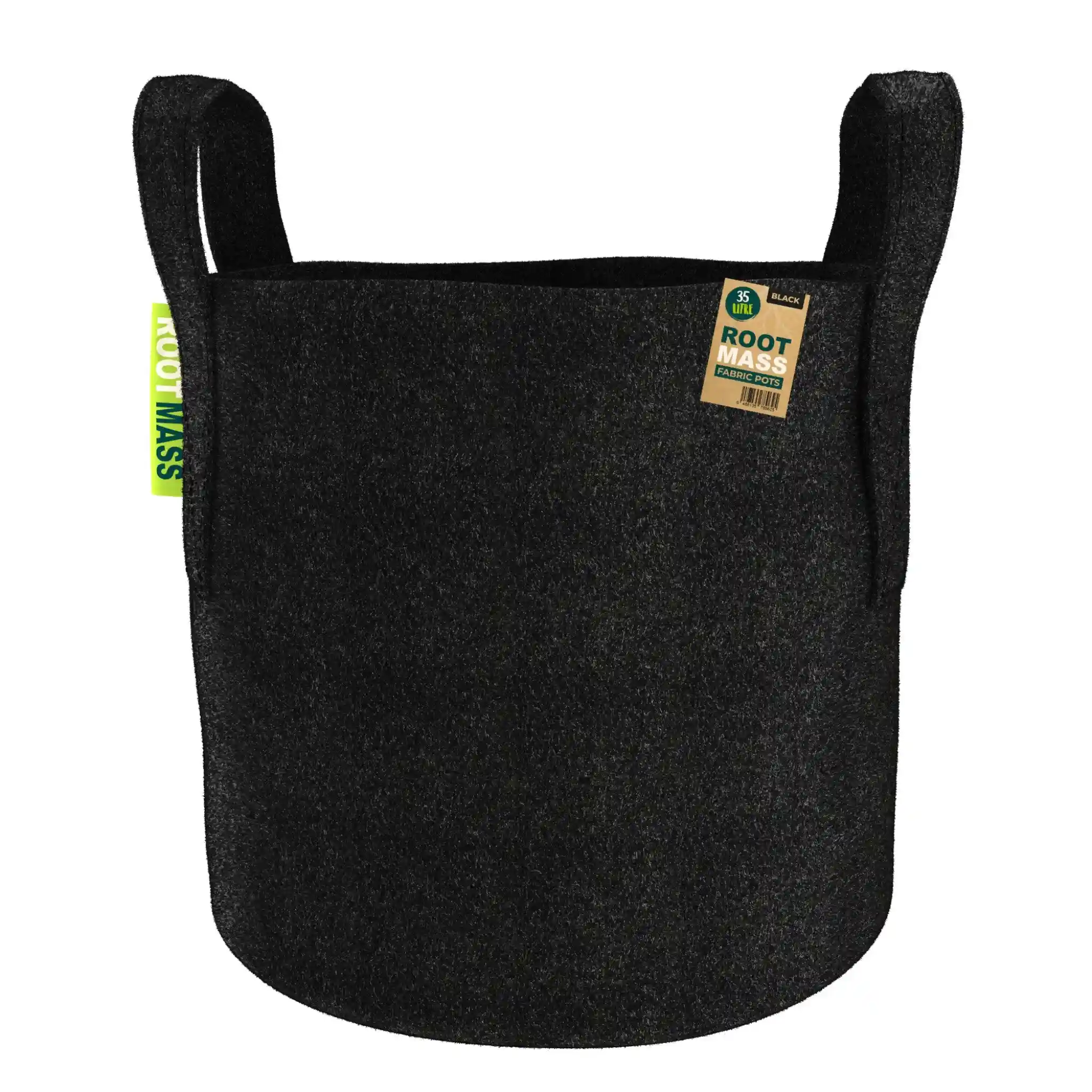 ROOTMASSRoundFabricPot35L_BLACK_ BLACK RootMASS 35L Thick Fabric Pot (80 per box) - Heavy Duty Aeration Planters - Image 1