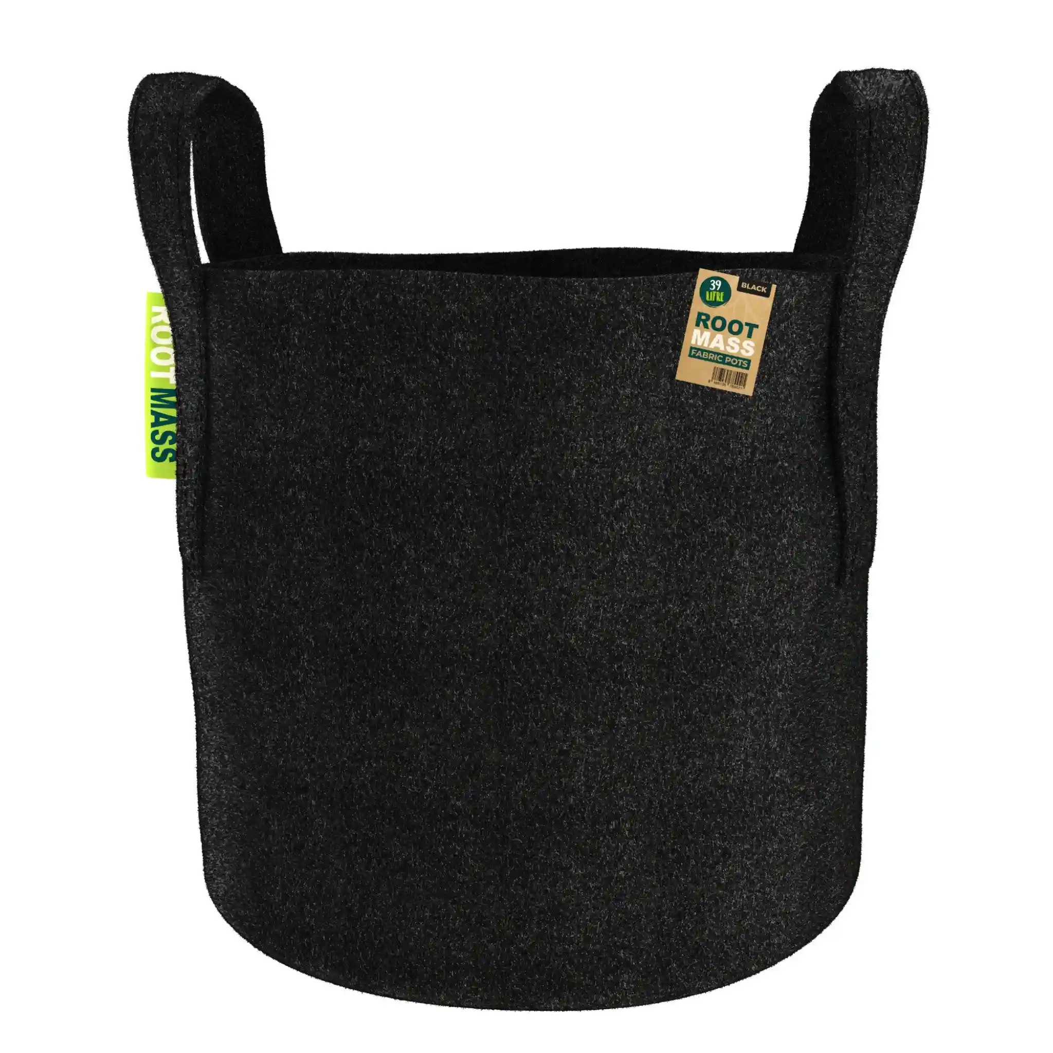 ROOTMASSRoundFabricPot39L_BLACK_ Black RootMASS 39L Thick Fabric Pot (80 per box) - Large Breathable Planters - Image 1