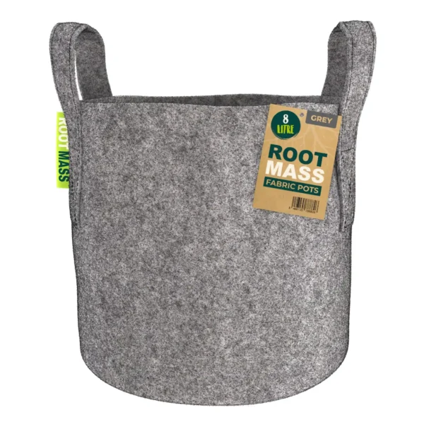 Grey RootMASS 8L Fabric Pot (240 per box) - Breathable Aeration Planters