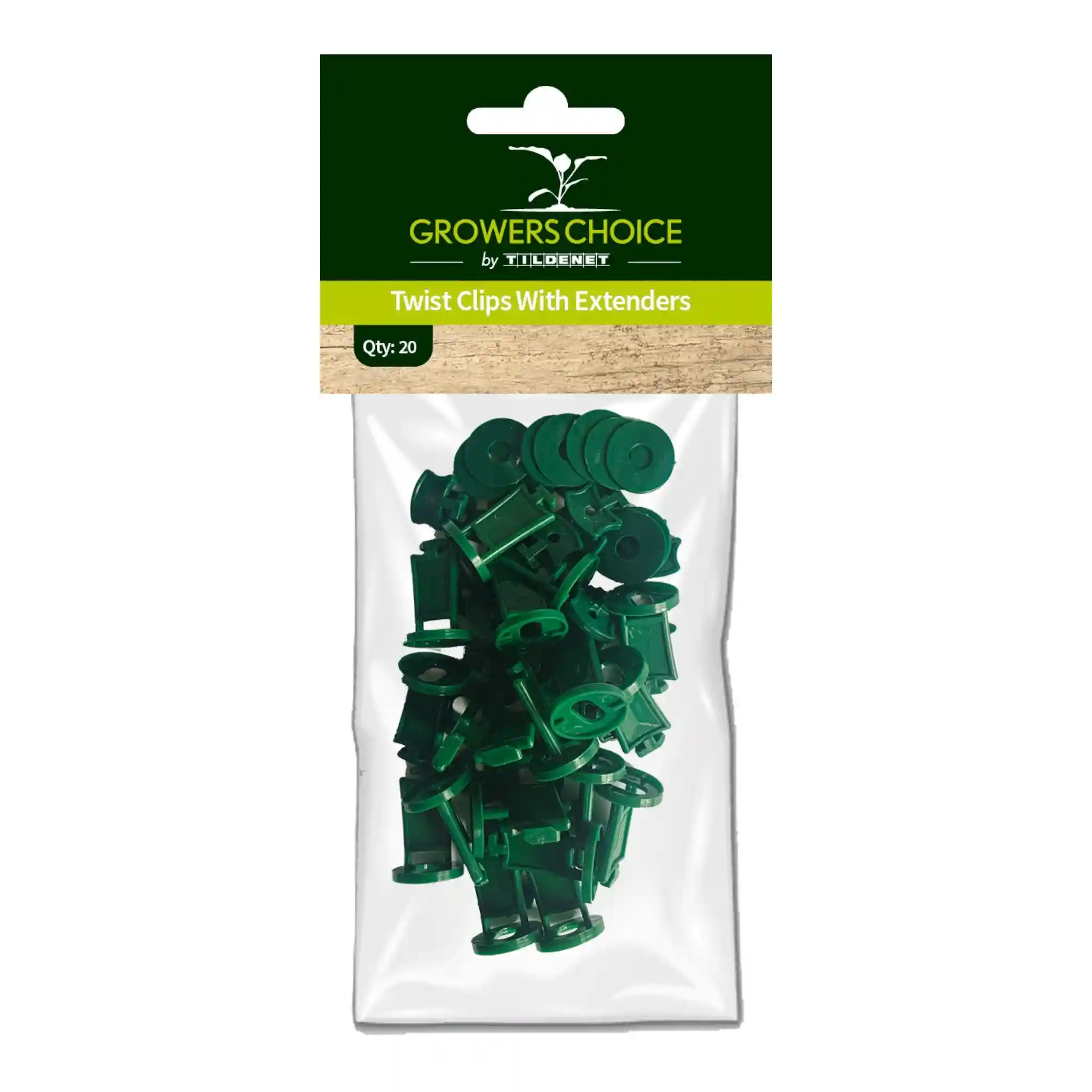 TwistClipswithExtenders Greenhouse Twist Clips with Extenders - 33mm x 24mm (Pack of 20) - Image 1